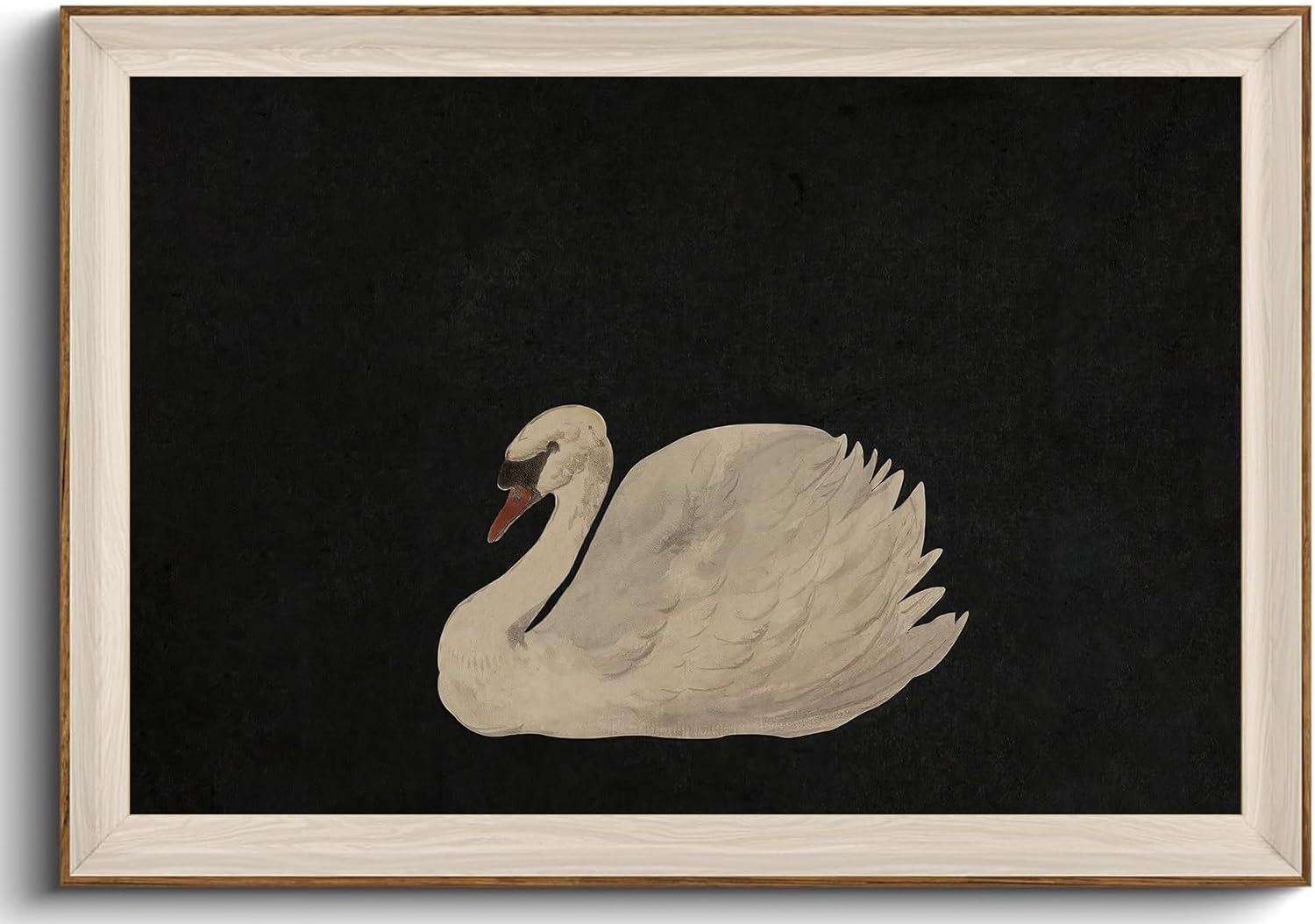 KISSFOX Framed Wall Art Vintage Wall Decor Swan Canvas Art Animal Pictures Farmhouse Moody Paintings Artwork For Living Room Bedroom Bathroom Kitchen
