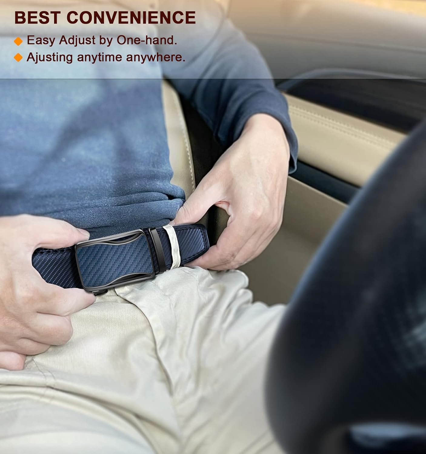 BULLIANT Mens Ratchet Belt,Leather Adjustable Slide Belt For Gift Mens Dress Casual 1 3/8",Size Adjustable - Image 8