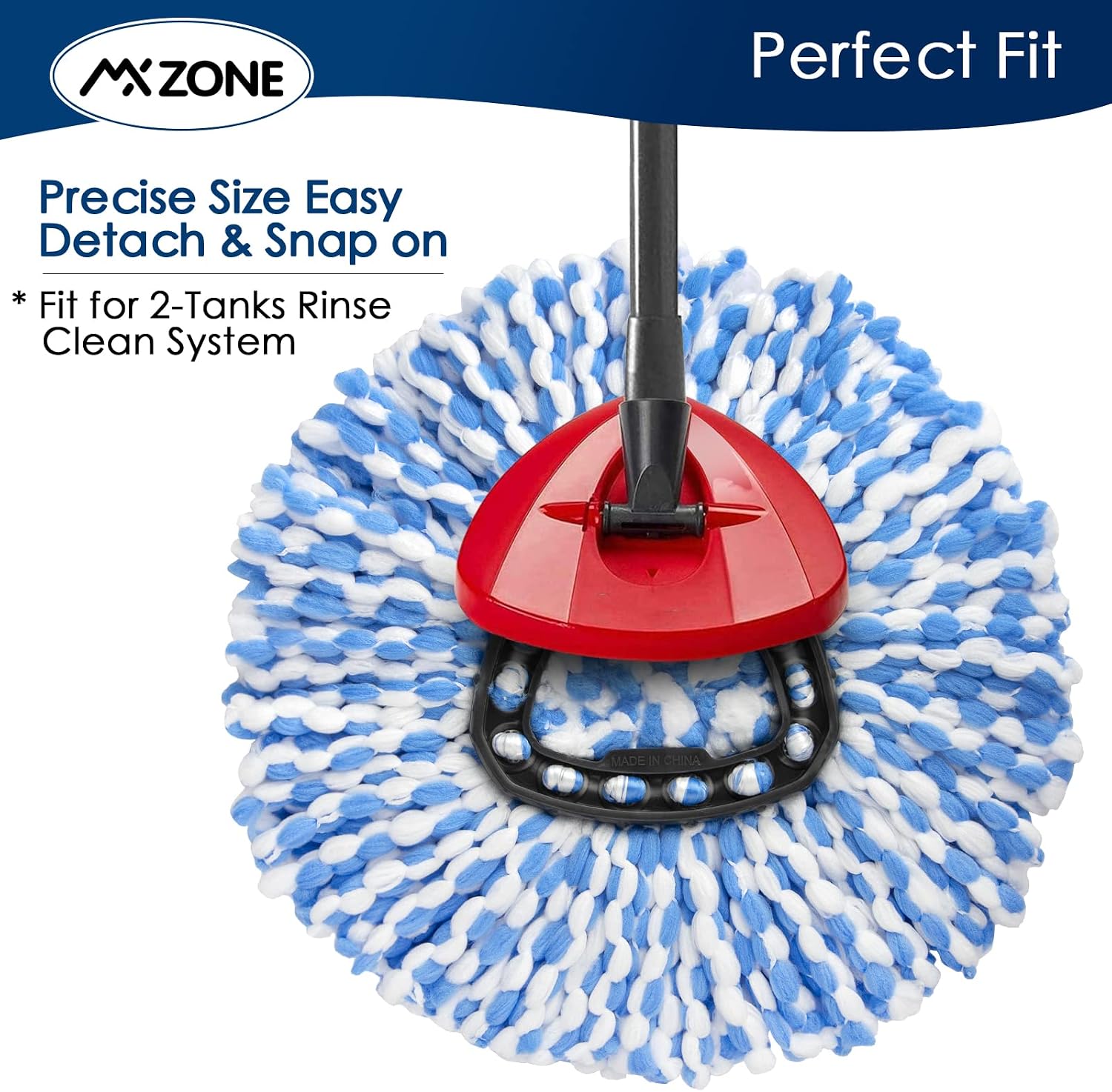 MXZONE Spin Mop Replace Head for Spinning EasyWring Rinse Clean Mop Refill, Mop Head Replacement fit 2 Tank System Mop Bucket, Microfiber, 2 Pack