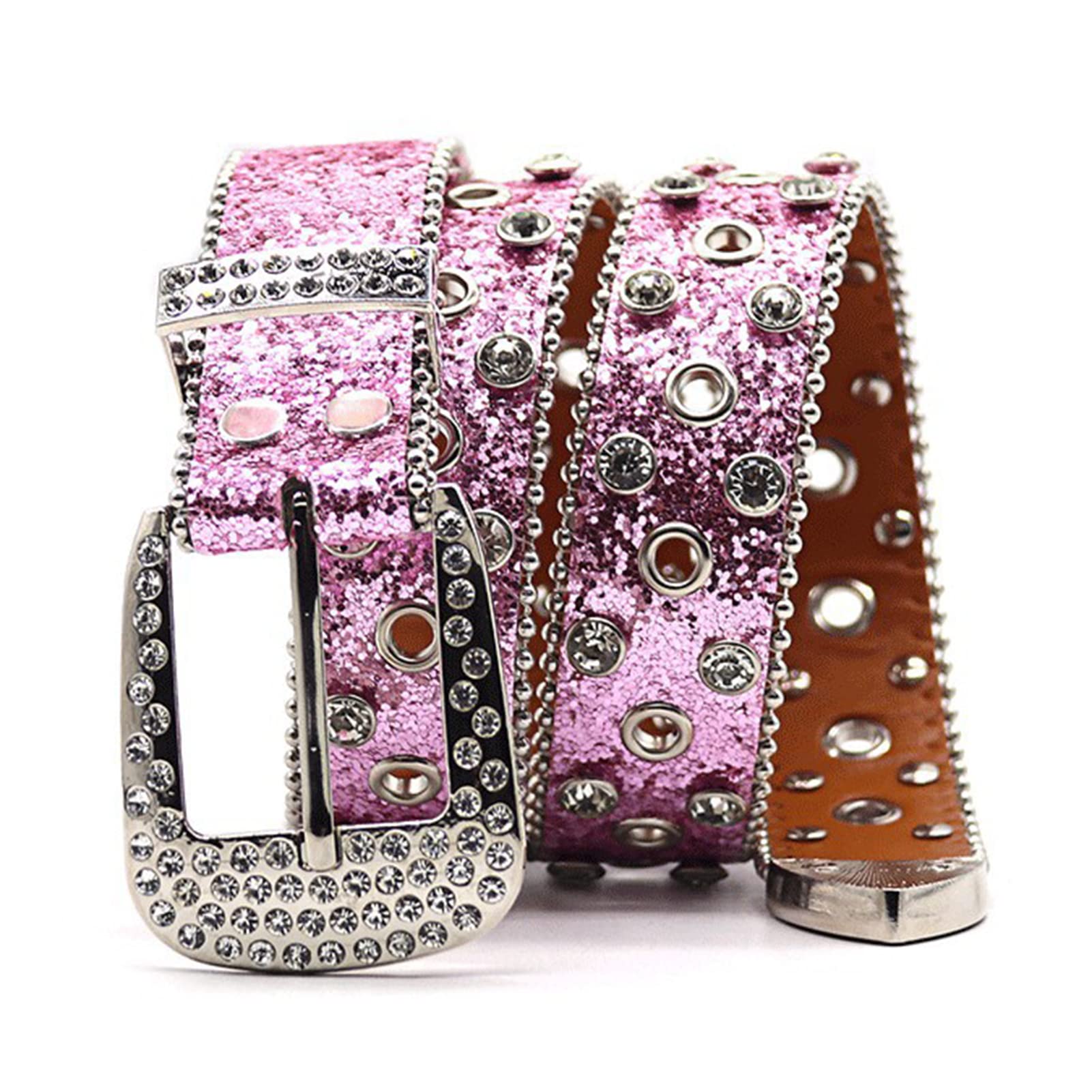 Pink Crystal Stud Western Belt Western Rhinestone Belt Crystal Studded Cowboy Luxury Skull  main image 4
