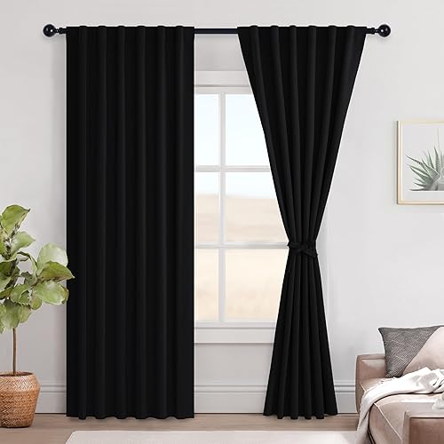 Miniatura 38 de Hiasan Cortinas opacas blancas extra anchas para dormitorio, cortinas opacas térmicas extra anchas de 72 pulgadas de largo, con pestaña trasera,
