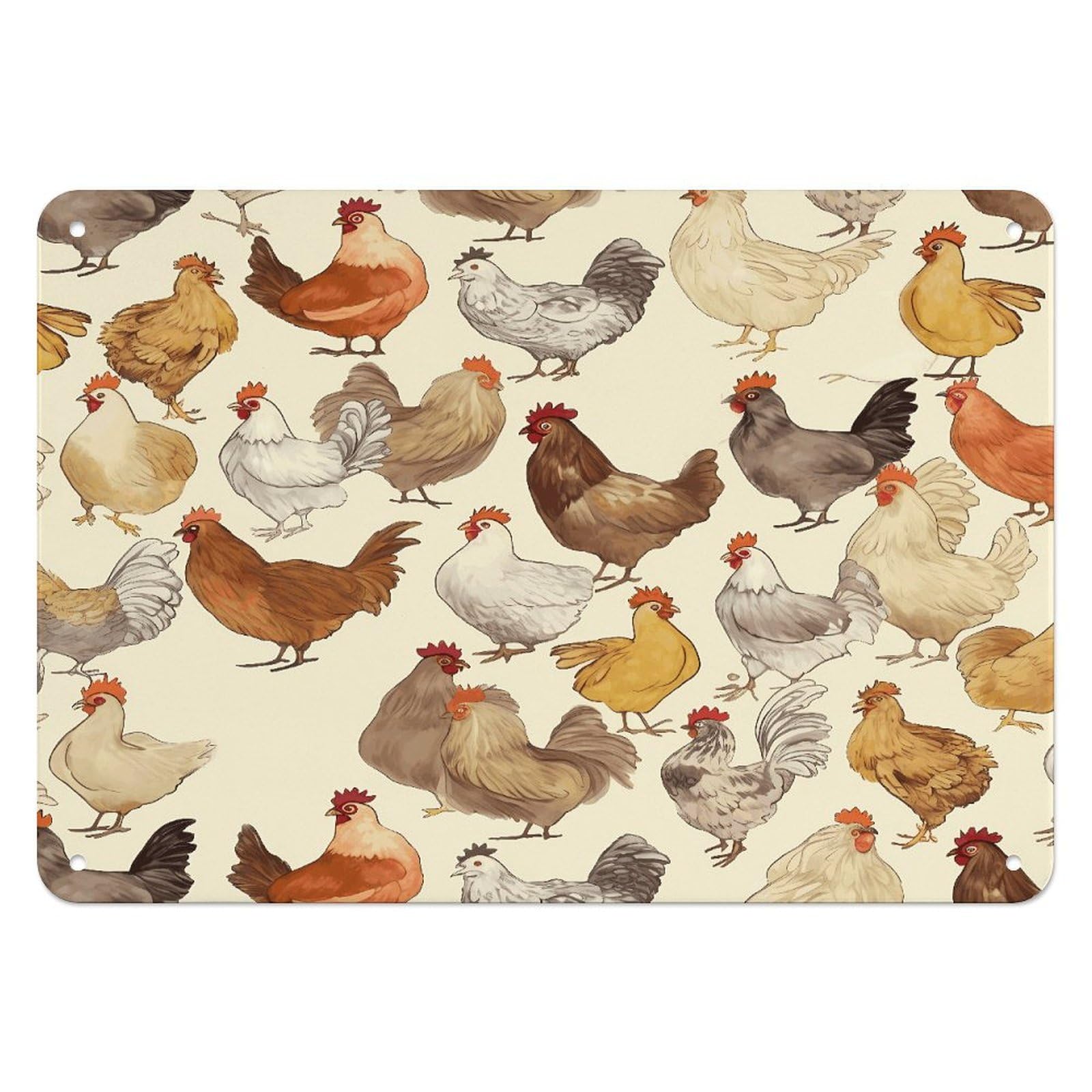 Btcowzrv Style A Brood Of Chickens Metal Sign, 5.5" X 7.9" Tin Wall Decor, Wall Art Plaques For Home Wedding Decor Room Living Room Decoration