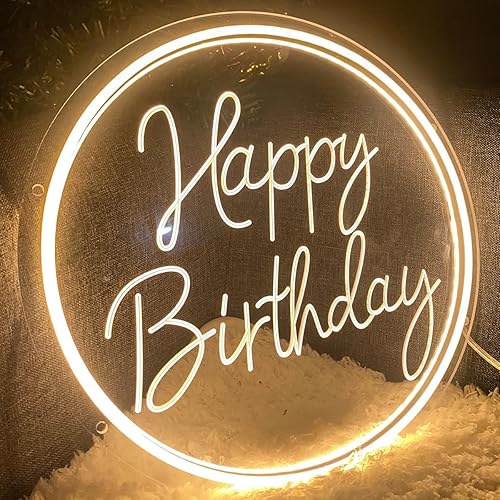 Miniatura 5 de Letrero de neón de feliz cumpleaños para decoración de pared, diseño tallado en 3D, para interiores, dormitorio, luces de neón LED, telón de fondo,