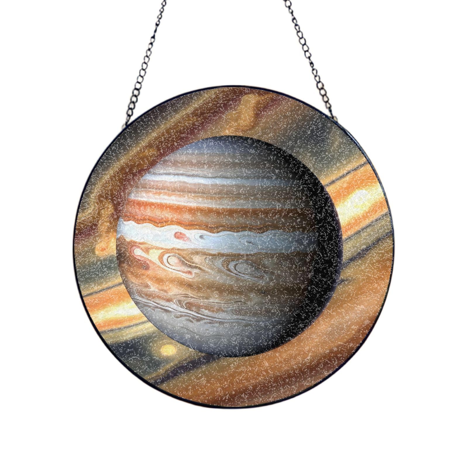 Phayah Jupiter Landscape Print Glass Window Hanging Sun Catchers Suncatcher Decor For Birthday For Home Garden Porch 12in（30cm）