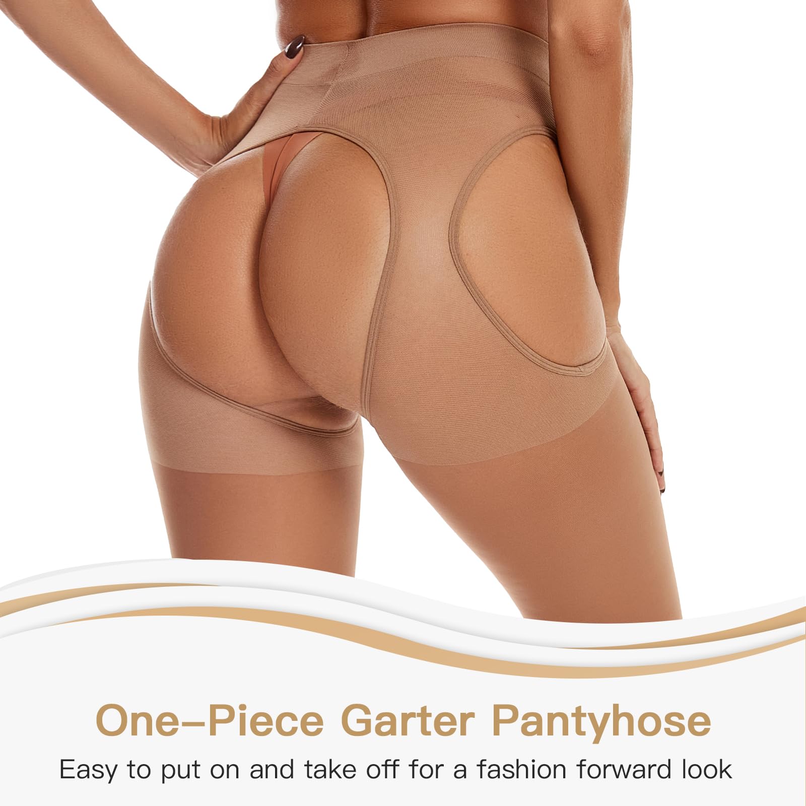 Yilanmy Suspender Tights for Women Garter Belt Tights High Waist Control Top Pantyhose Sheer Thigh High Stockings