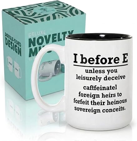 Artisan Owl Grammar Mug 'I Before E' English Rule Joke