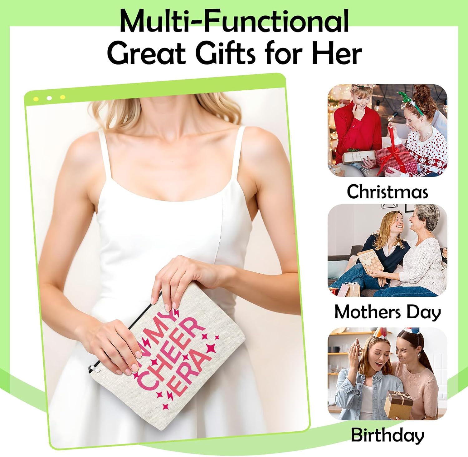 Cheerleading Gifts Makeup Bag Cheer Team Gifts Cheerleader Cosmetic Bag for Women Cheer Sister Birthday Friendship Present for Her Female Friend Cheerleader Cheerleading Christmas Travel Pouch - Image 7