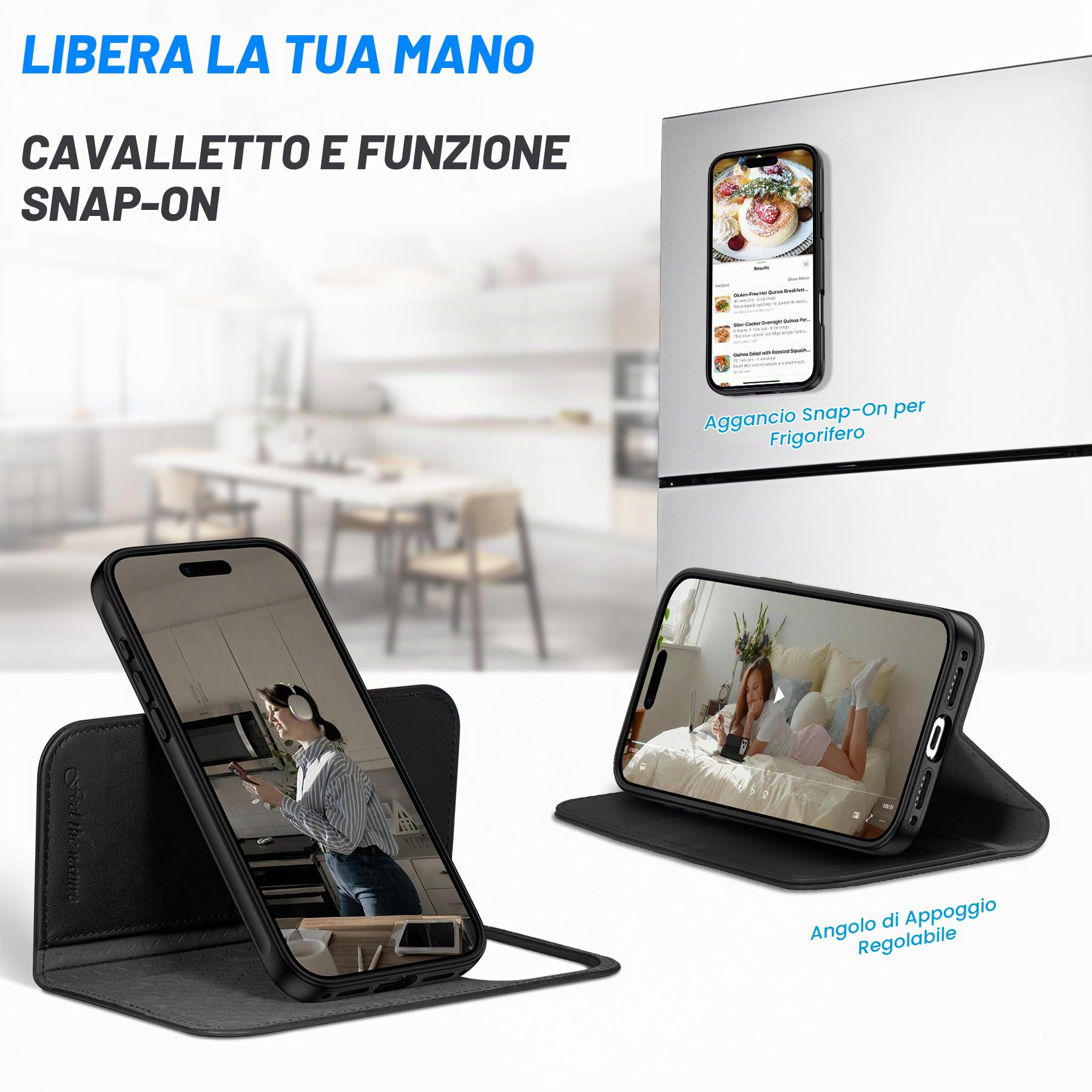 SHIELDON Custodia Vera Pelle per iPhone 17 Pro Max 6,9" 5G 2025, Nero