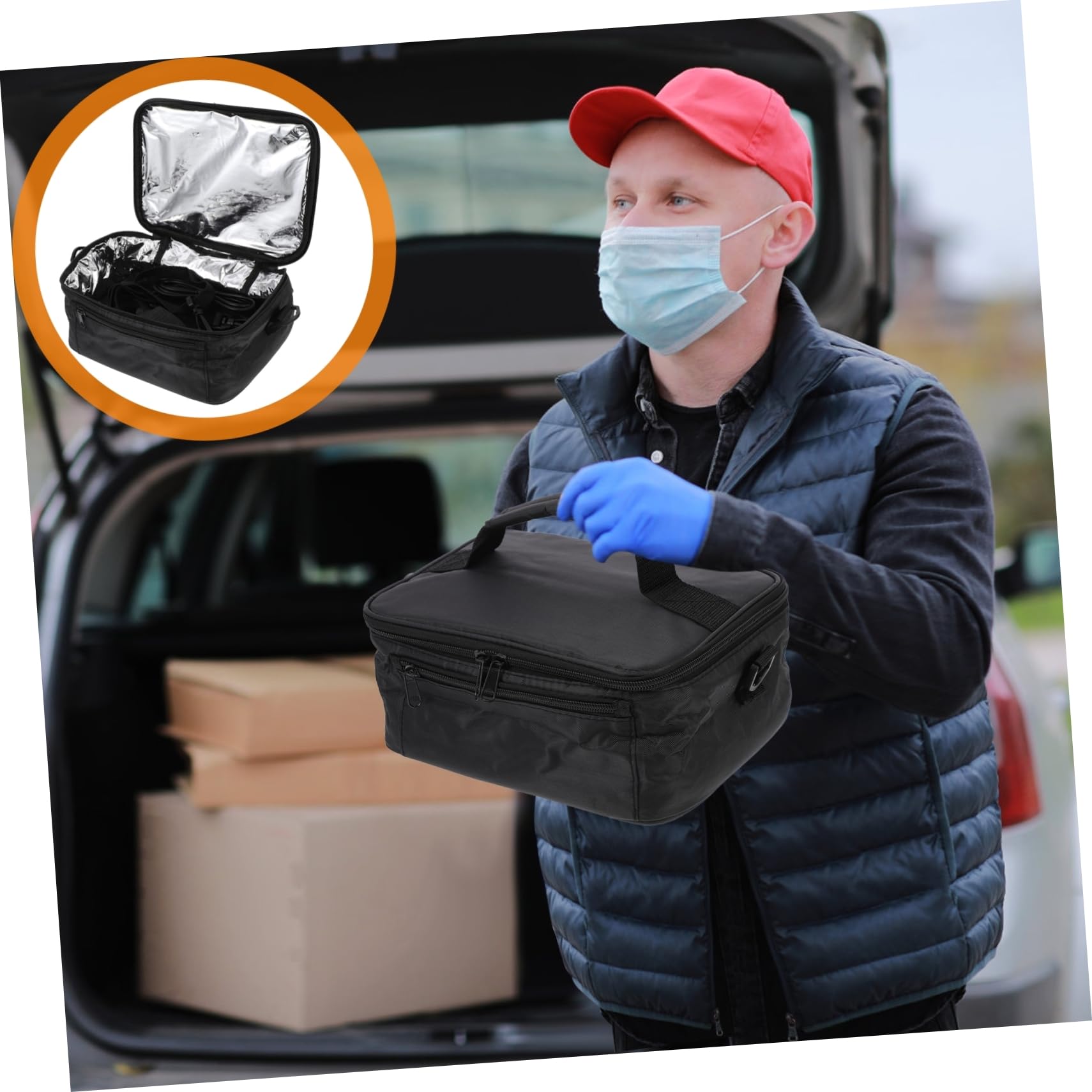 BESTYASH Bolsa Térmica Portátil para Almuerzo Material Oxford y Abs Calefacción 12v y Mantener Alimentos Calientes para Coche Adecuado para Oficina