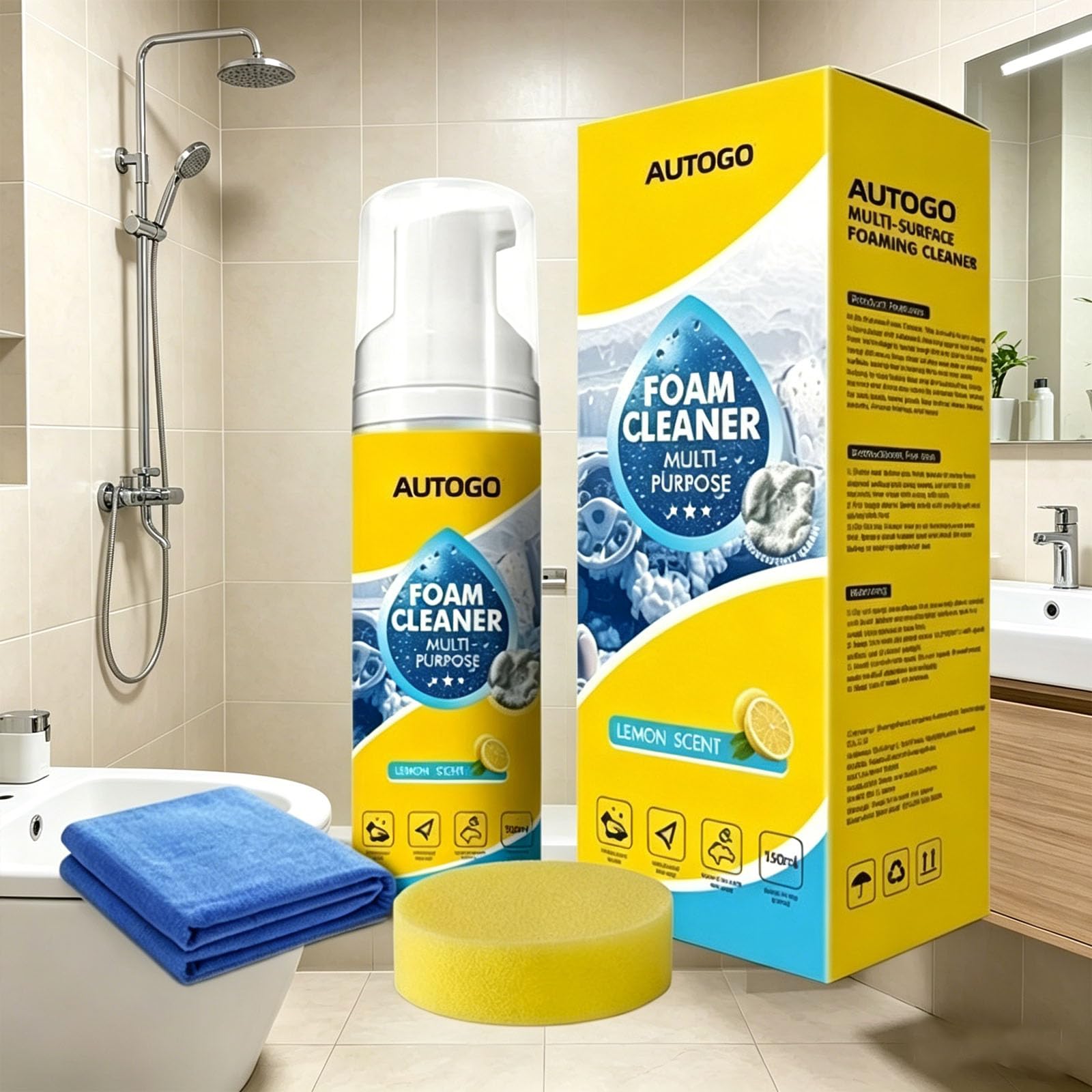 4-in-1 Multi-Enzyme Foam Cleaner 5oz, All-Purpose Deep Cleaning Spray for Kitchen Grease, Bathroom Tiles, Car Interior & Sofa Upholstery (1pcs)