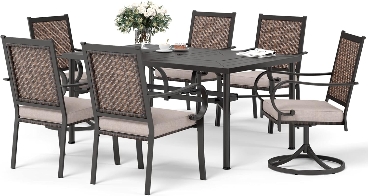 SUNSHINE VALLEY 7 Piece Patio Dining Sets for 6, Patio
