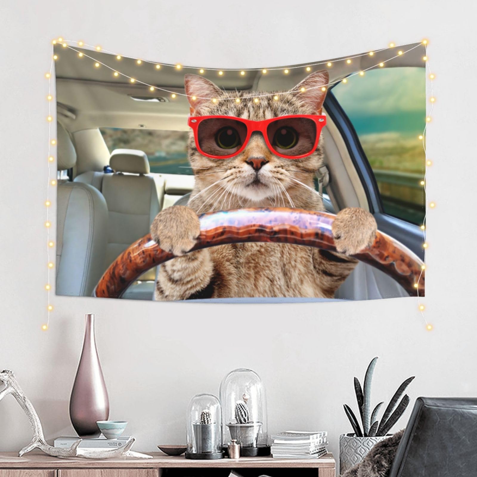 Amazon.co.jp: 猫 面白い ねこ おもしろ クール (1) タペストリー