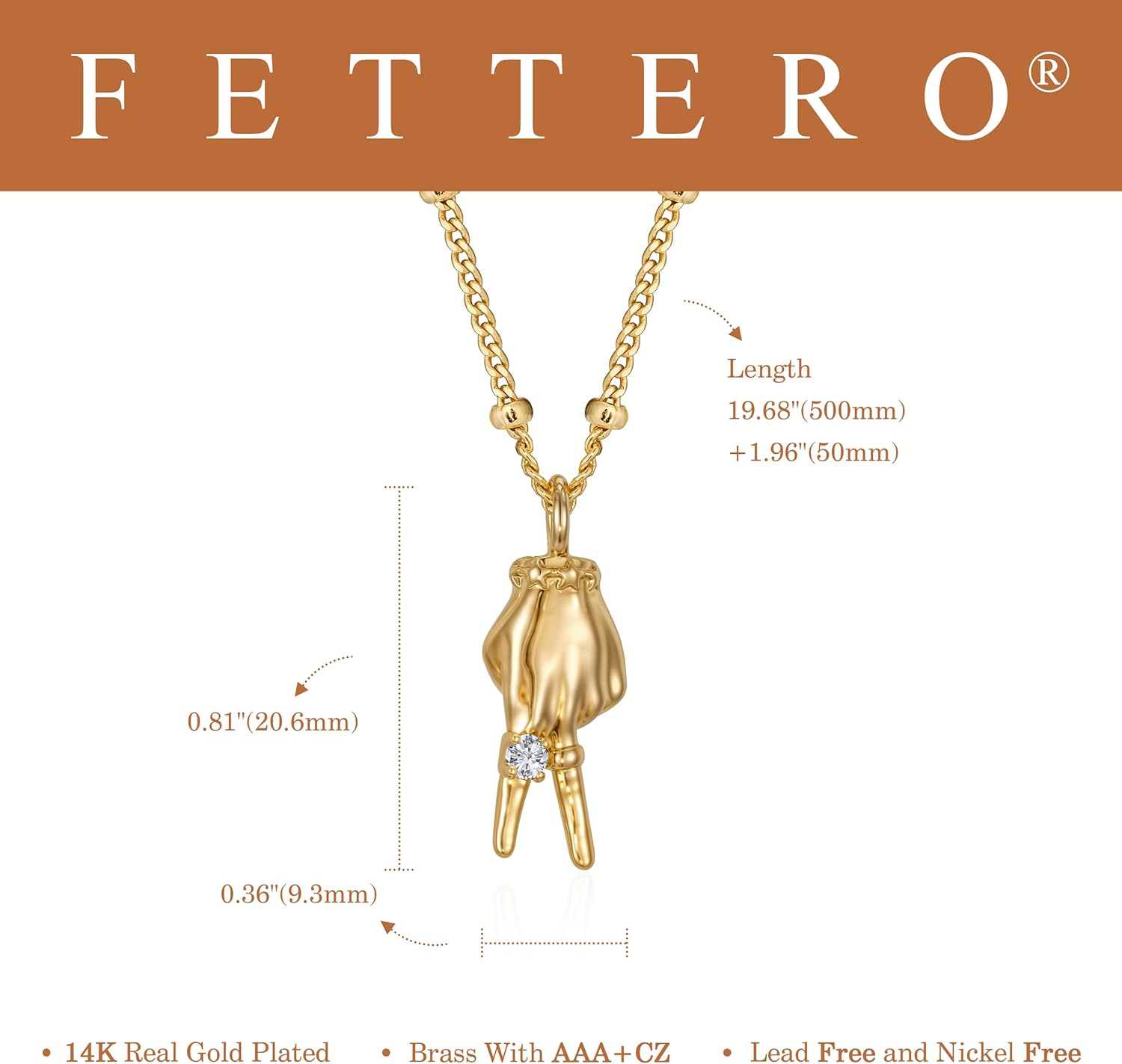 Fettero Dainty Gold Necklace for Women - 14K Gold Plated Hand Pendant Neckalces Gifts for Friends Hand Sign Language Trendy Charm Gesture Necklace Jewelry Gift - Image 6
