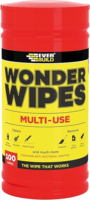 Everbuild Wonder Wipes Multi-Use Cleaning Wipes for the Building Trade | Specially Formulated to Clean Hands, Tools and Surfaces - 100 Wipes