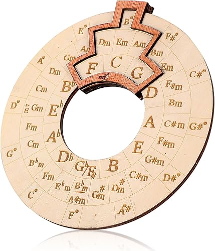 Herramienta de melodía de madera, herramienta redonda de acorde de melodía de madera, herramienta de rueda de círculo de quintas, rueda de acordes
