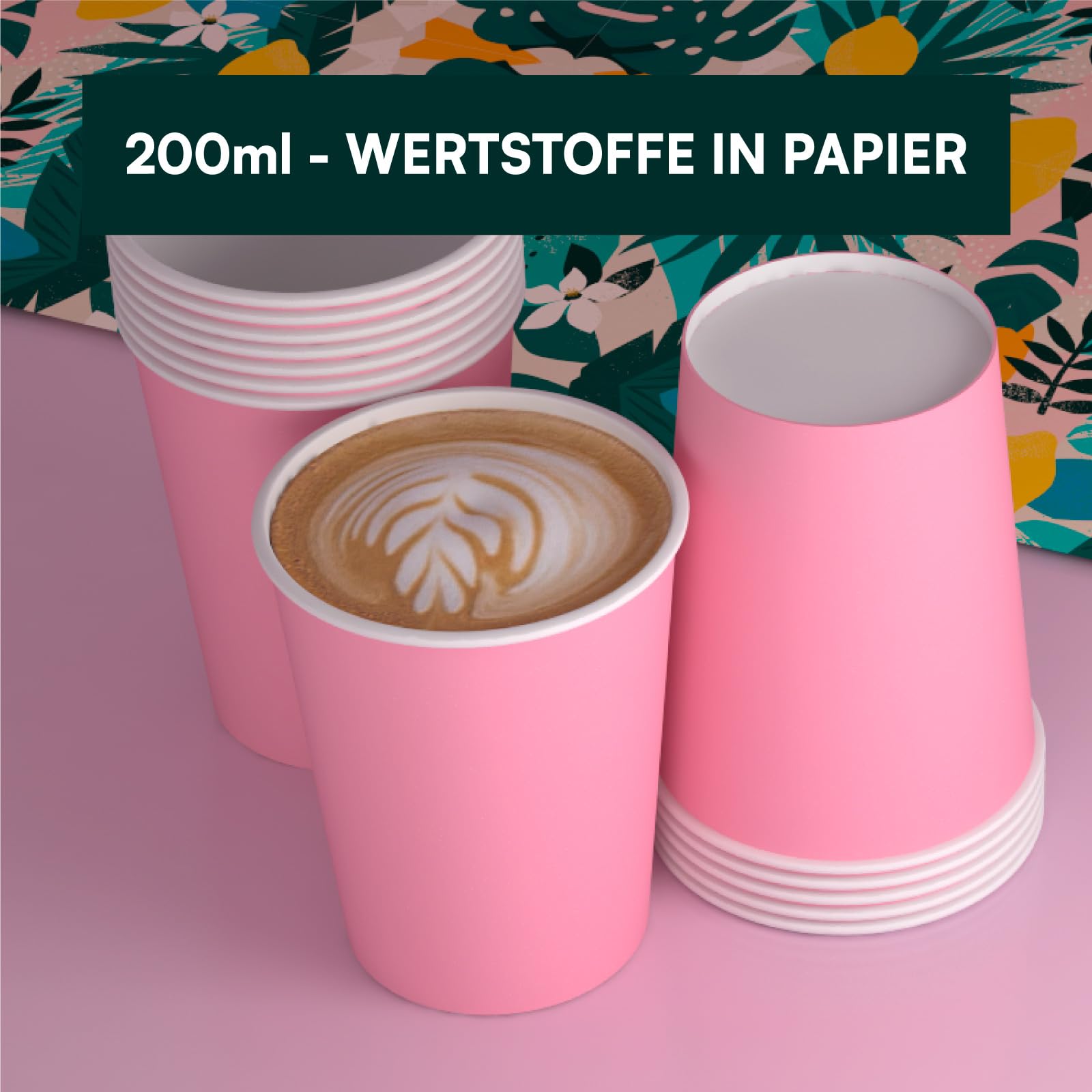 100 Papierbecher 200 Ml - Umweltfreundlich, Biologisch Abbaubar, Made In Italy, Für Heiße & Kalte Getränke