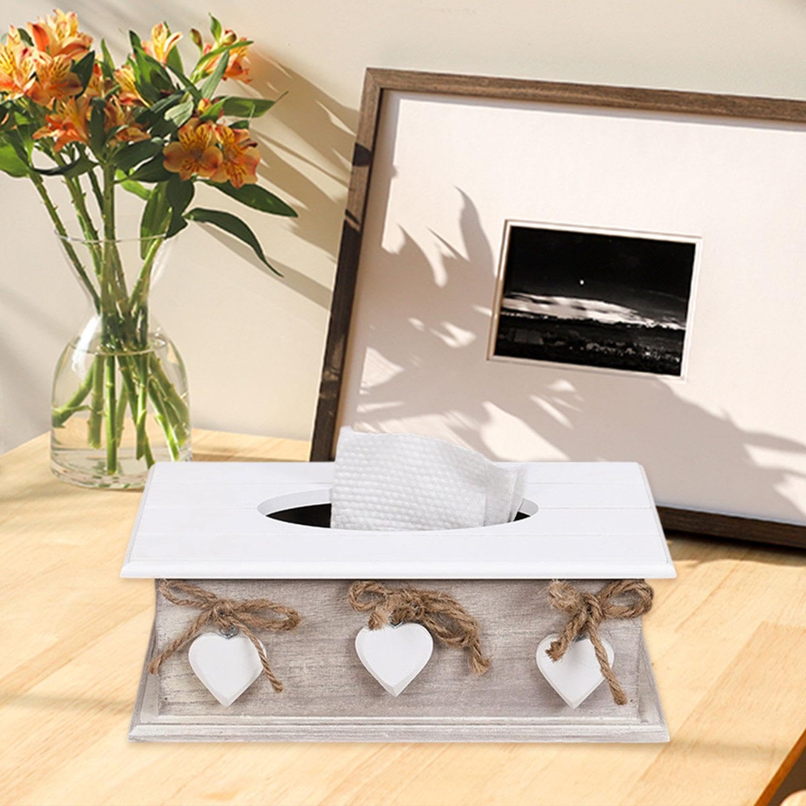 Caja de Pañuelos Decorativa de Madera para Colocar sobre Una Mesa O Mostrador. Soporte de Papel Higiénico de Madera.
