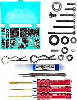 RampCrab Button Head Screws Kit for SCX24 & AX24 RC Car, 372Pcs, Come with Tools, Hardened Steel Grade 12.9 Screws, Bearing & Screws with Box for 1/24 RC Car SCX24 C10 Deadbolt JLU Gladiator Bronco