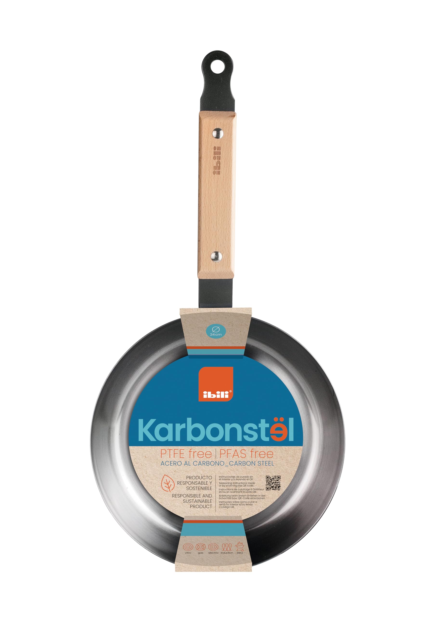 IBILI - Sartén Karbonsteel 24 Cm, Acero al Carbono, Apta para Inducción, Retencion de calor, Duradera y resistente, sin antiadherente, Ecológica — view 2