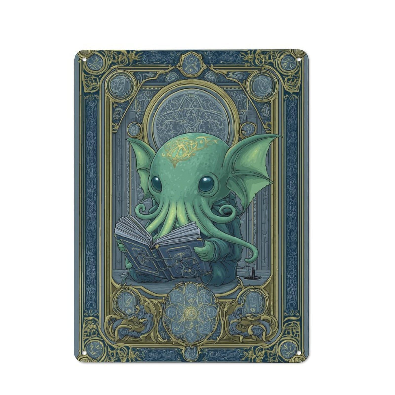 Junmoney Cthulhu's Tome Rustic Metal Sign 40X30cm For Hobby Room Or Studio, Suited To Hobby Room Decor Fans