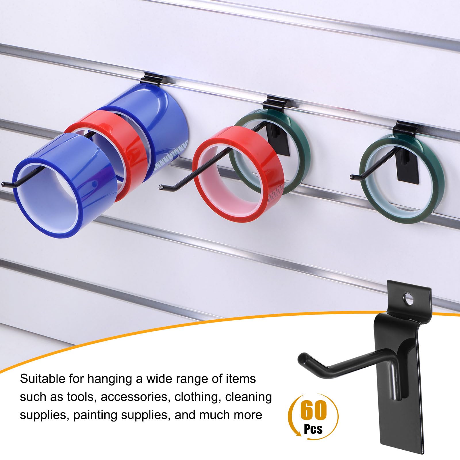 QUARKZMAN 24pz Doga Parete Ganci 2" Lunghezza Metallo Pannello Pannello Display Parete Sospeso Gancio e Appendiabiti per Garage, Negozio, Negozio, Supermercato, Nero