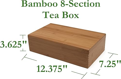 Miniatura 2 de Lipper International Caja de té de madera de bambú con 8 compartimentos 12-38 pulgadas x 7-38 pulgadas x 3-35 pulgadas