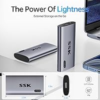 Vista 7 de SSK Disco duro externo SSD de 256 GB, SSD portátil de hasta 550 MB/s, unidades de estado sólido rápidas, unidad externa USB 3.2 Gen2 para iPhone