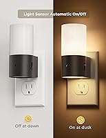 Vista 2 de L LOHAS LED Luces nocturnas enchufables a la pared, luz nocturna moderna con sensor de atardecer a amanecer, blanco suave 3000K, luz nocturna