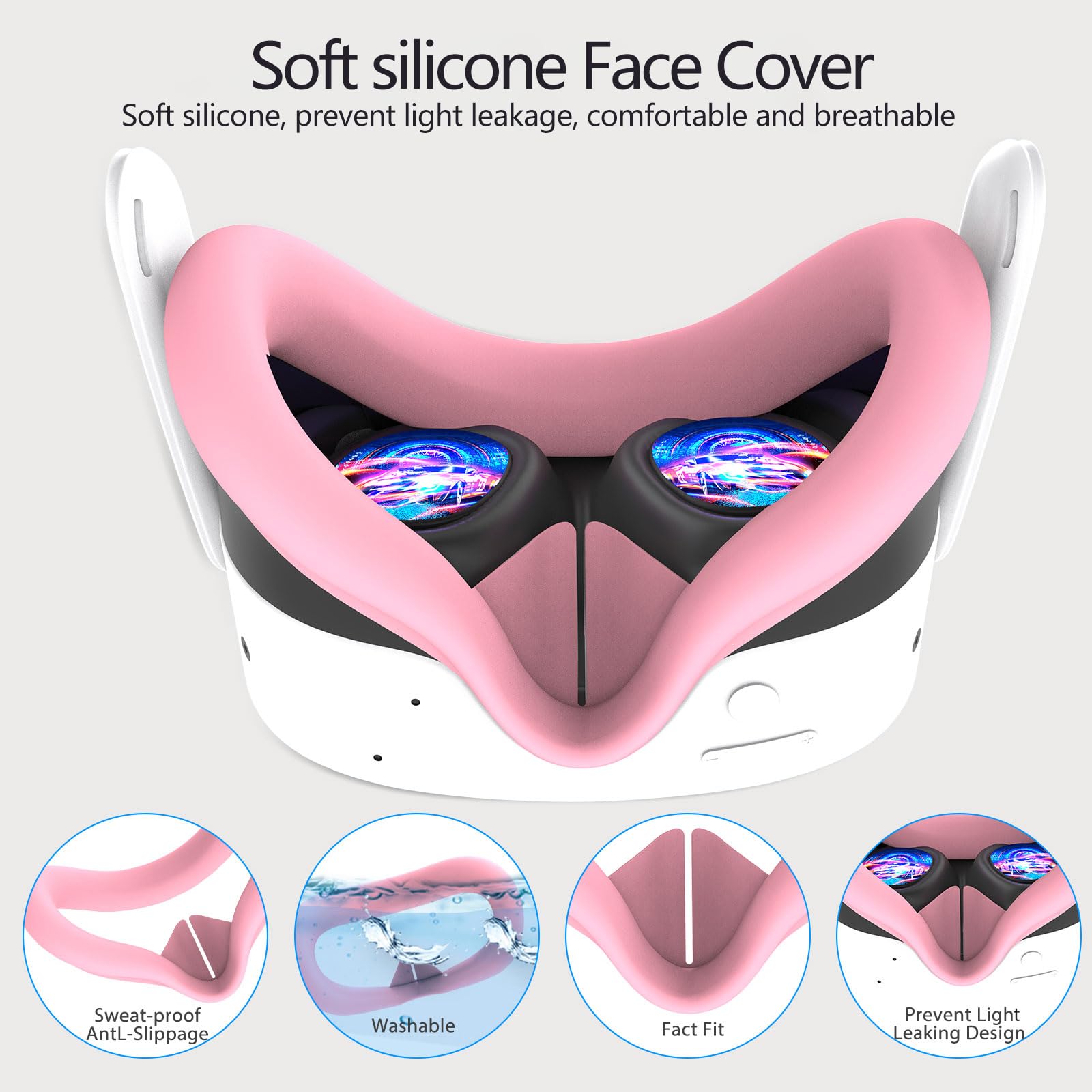 Juego de fundas compatibles con Meta Quest 3s, incluye empuñaduras largas de apertura de batería, carcasa de TPU VR, cubierta facial de silicona, cubierta de lente, juego de accesorios de