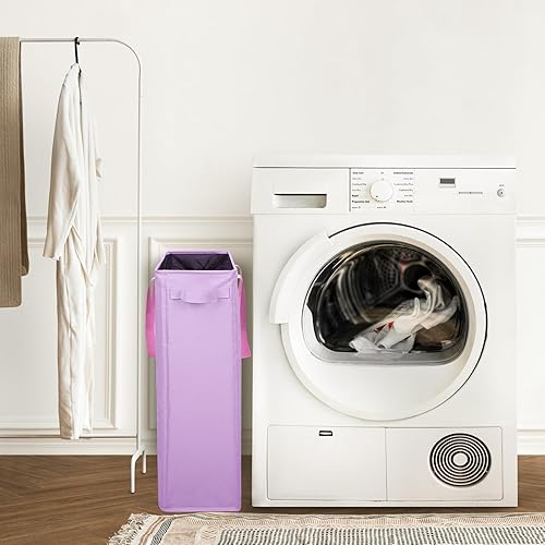 Miniatura 4 de Odonata Cesta de lavandería delgada con asas, cesta plegable para ropa sucia, bolsa estrecha para ropa sucia, cesta plegable para ropa sucia, 45