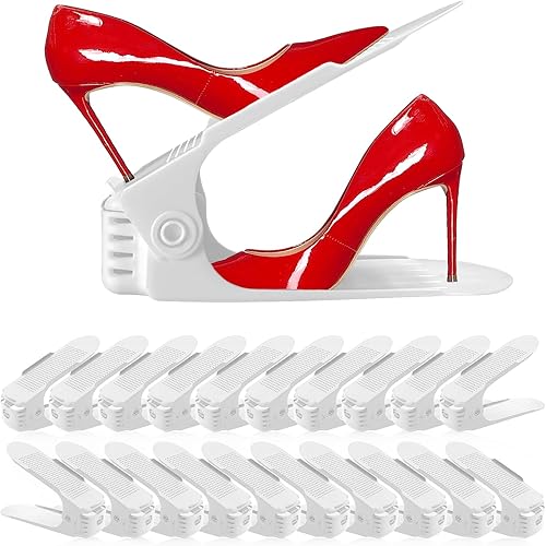 Miniatura 10 de Organizador de ranuras para zapatos, paquete de 36 unidades, organizador de zapatos, ahorro de espacio del 50%, apiladores de zapatos ajustables