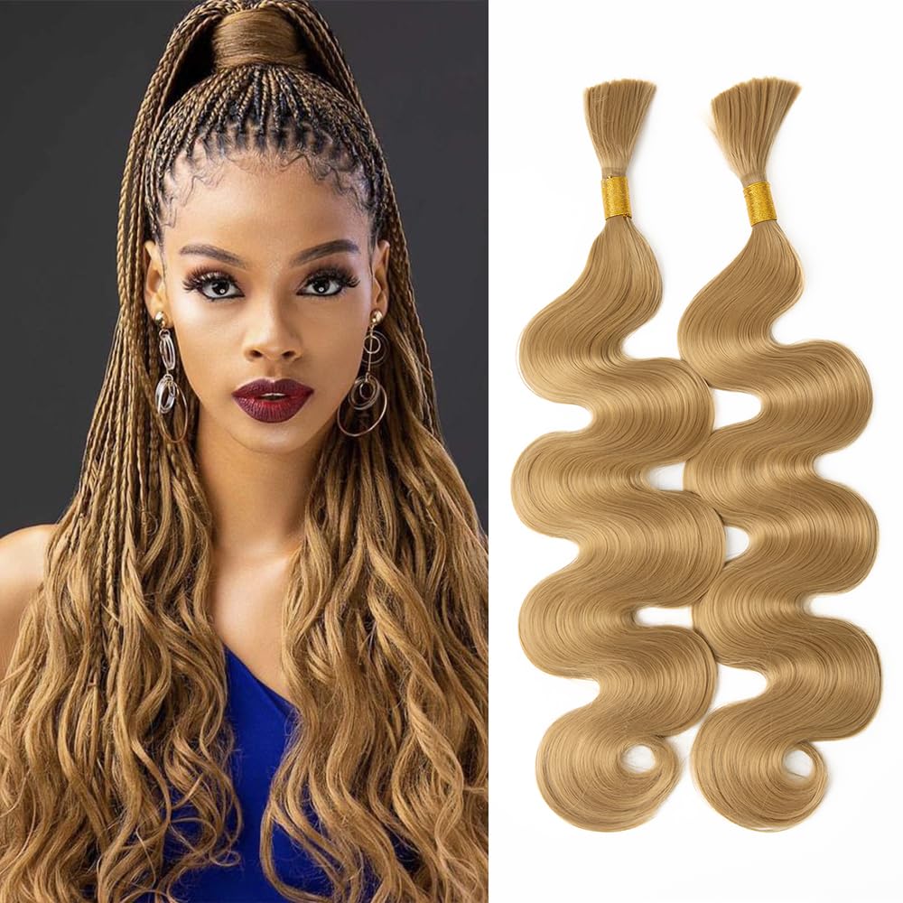 Body Wave Braiding Hair for Boho Braids Bohemian 20 Inch Body Wave Curly Bulk for Braiding No Weft 2 Bundles 150g #27