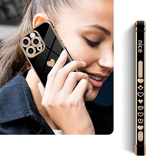 Miniatura 5 de Funda compatible con iPhone 14 Pro Max para mujeres y niñas, diseño de corazón brillante, a prueba de golpes, ajuste delgado, funda protectora de