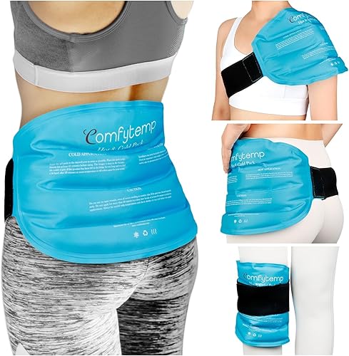 Comfytemp Bolsas de hielo grandes para lesiones, bolsa de hielo de gel reutilizable para aliviar el dolor de espalda, compresión de envoltura fría