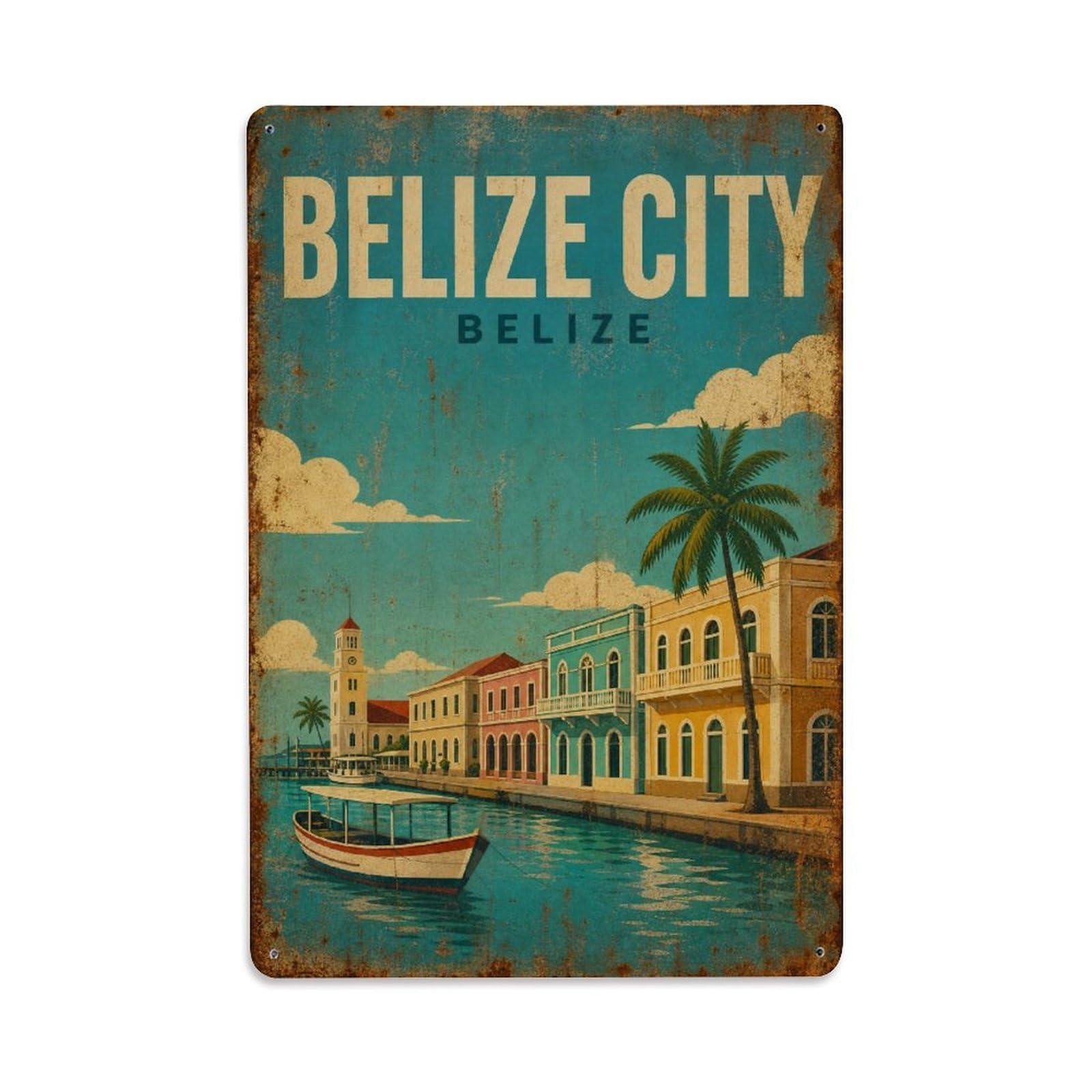 Travel Vintage Belize Belize City 1 Metal Tin Sign