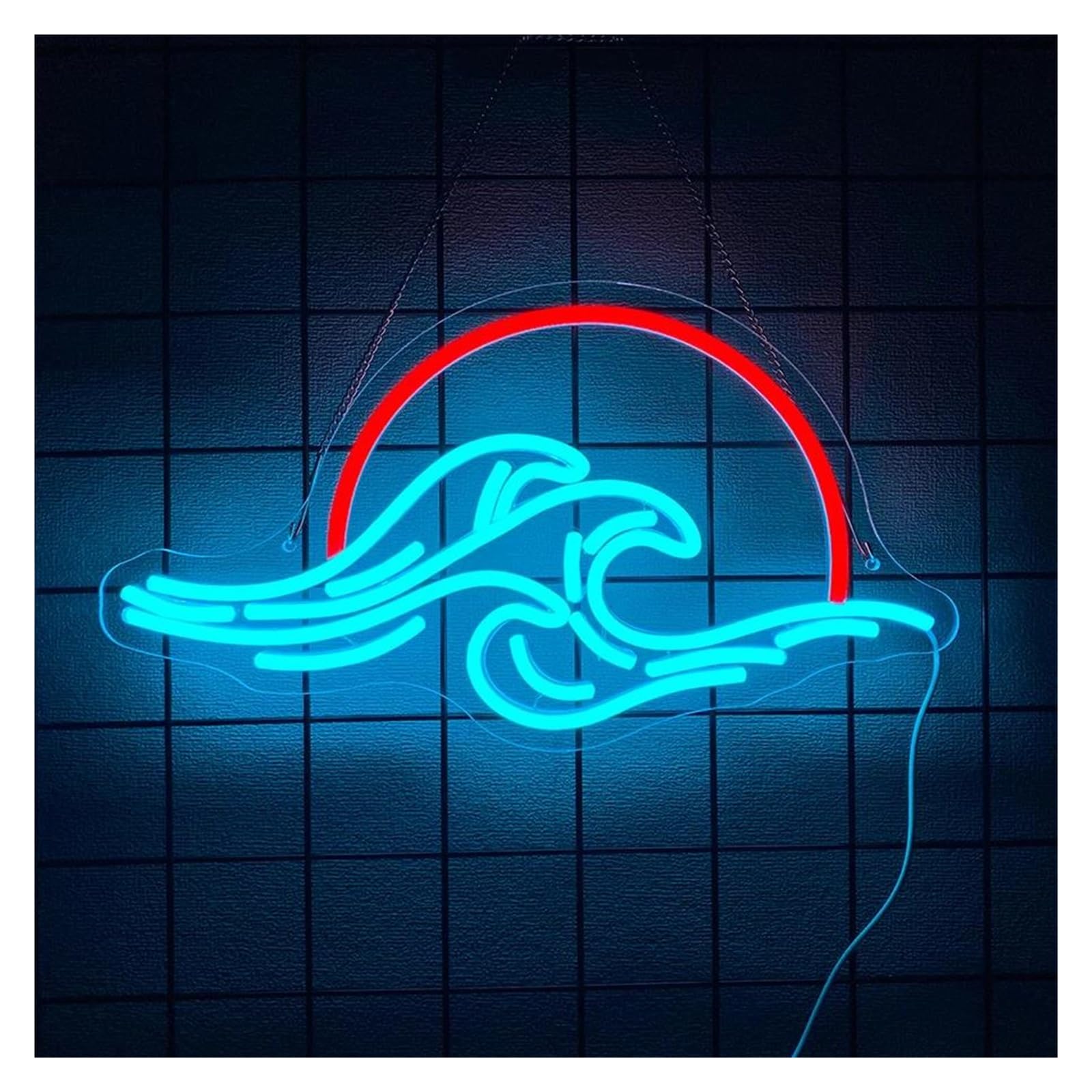 LEMST Sign Lamp Sunrise Sunset Neon Sign Wave Light for Bedroom Office Bar Coffee Shop Home Hanging Art Wall Decoration 41cmx22.5cm