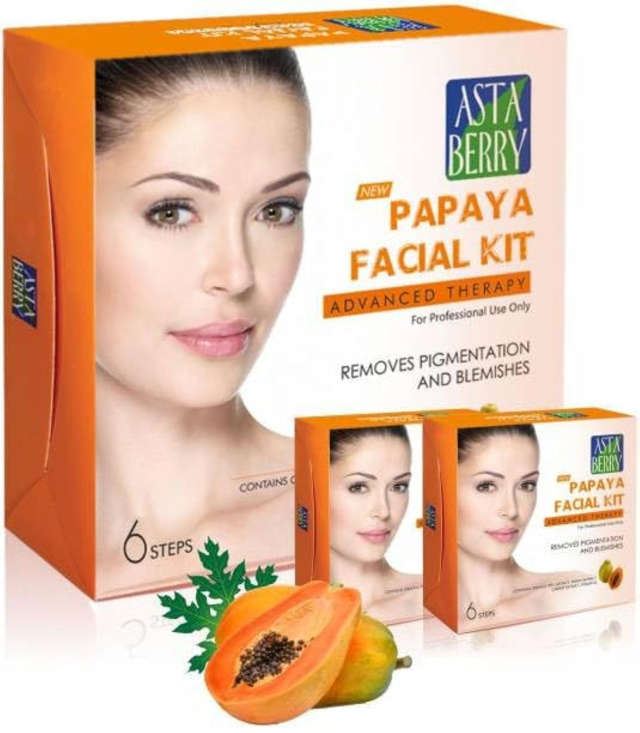 NANDINI ORGANIC Asta Berry Papaya Facial Kit Advanced Therapy for Professional Use Only 6 Steps