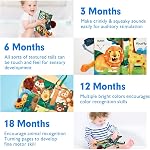 hahaland Baby Book Toy 0 3 6 12 Months - Touch and Feel First Crinkle Cloth Soft Book for Babies 0 Months, Baby Boy Girl Gifts for Newborn Infant - Jungly Tails Theme