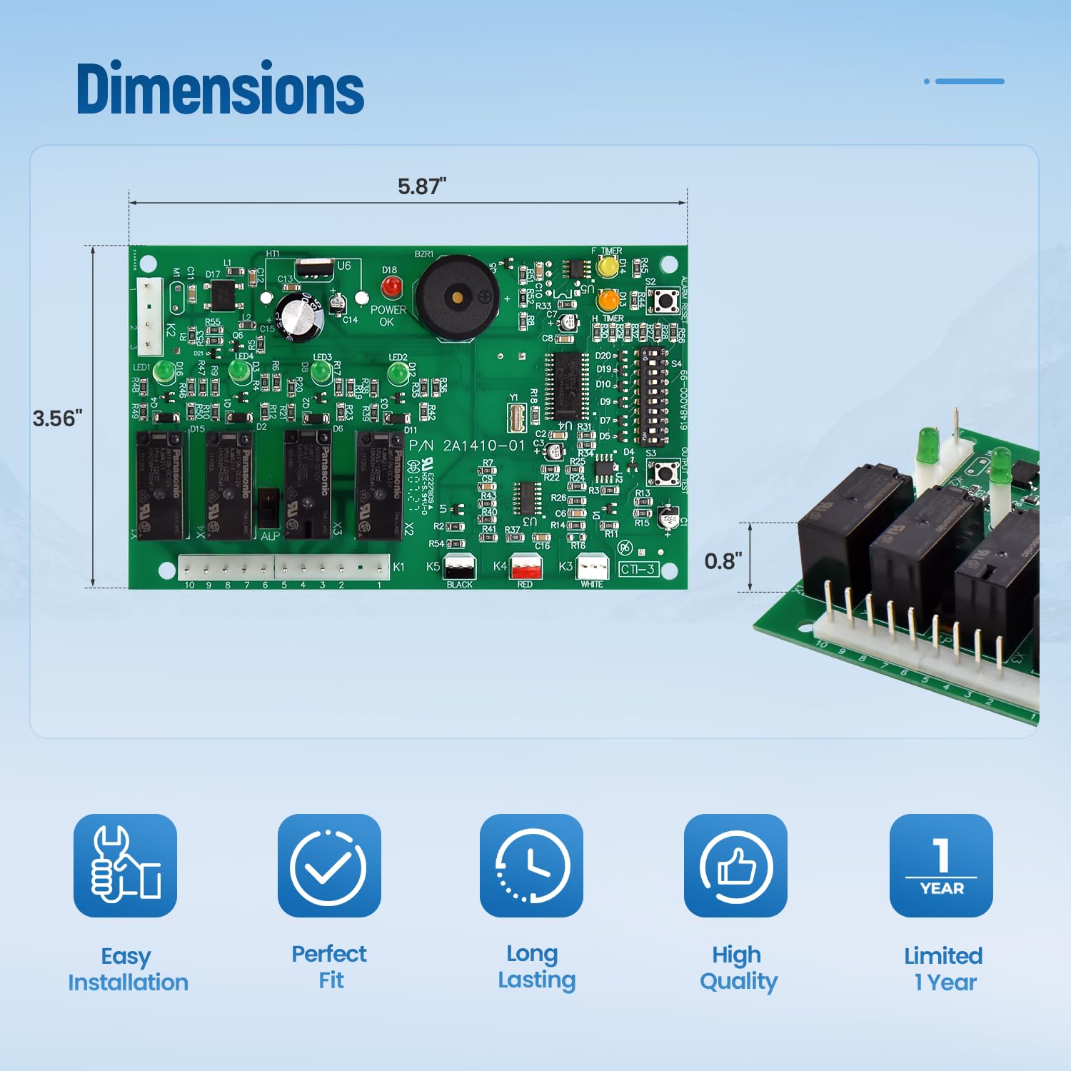 2A1410-01, 2A1410-02 Ice Maker Control Board Replacement Compatible with Hoshizaki Ice Maker Machines, Easy Installation, Fit for Ice Machine KM1300 KM1200 KM630 KM500MAFE KM500 KM450 KM250