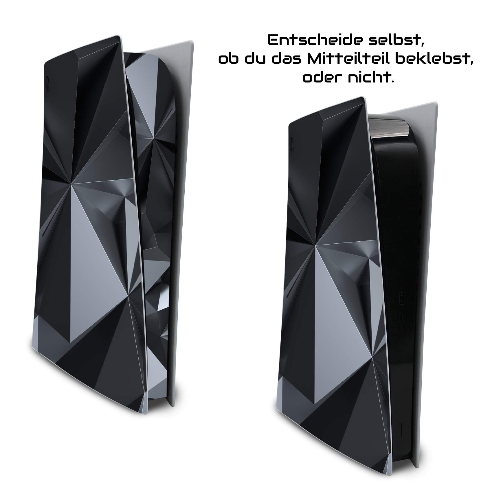 Finest Folia Pellicola protettiva compatibile con PS5 Sticker Custodia per Giochi Console Caso Adesivo Vinile Pellicola Protettiva Anti Graffio Design Cover RX040 (Disc Edition, N. 3 Poligono Nero)
