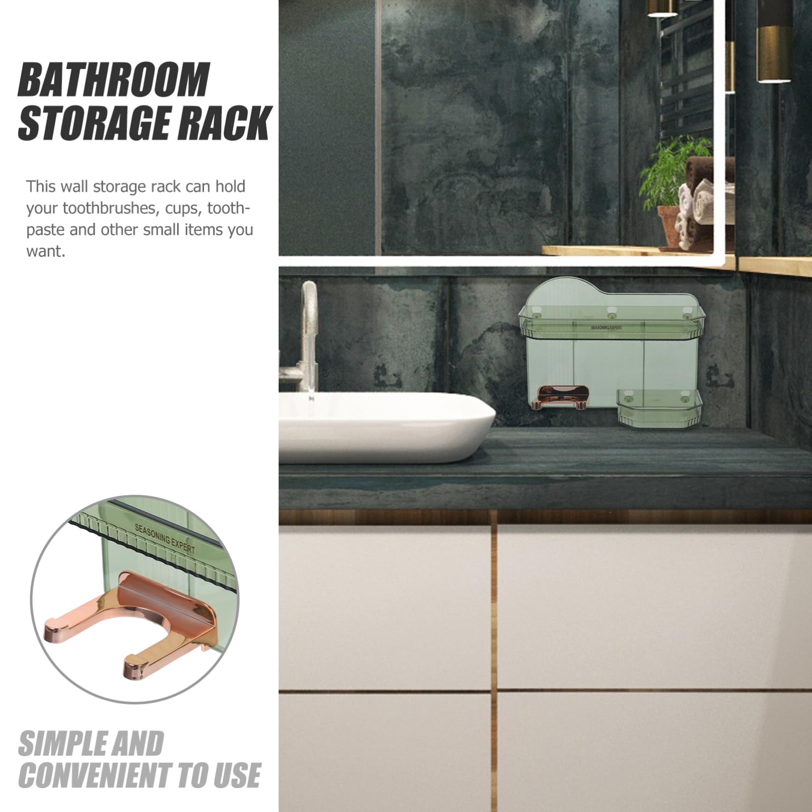 Estante Autoadhesivo Sin Perforación con Gancho para Secador De Pelo Organizador Decorativo De Jabón y Accesorios Diseño Elegante y