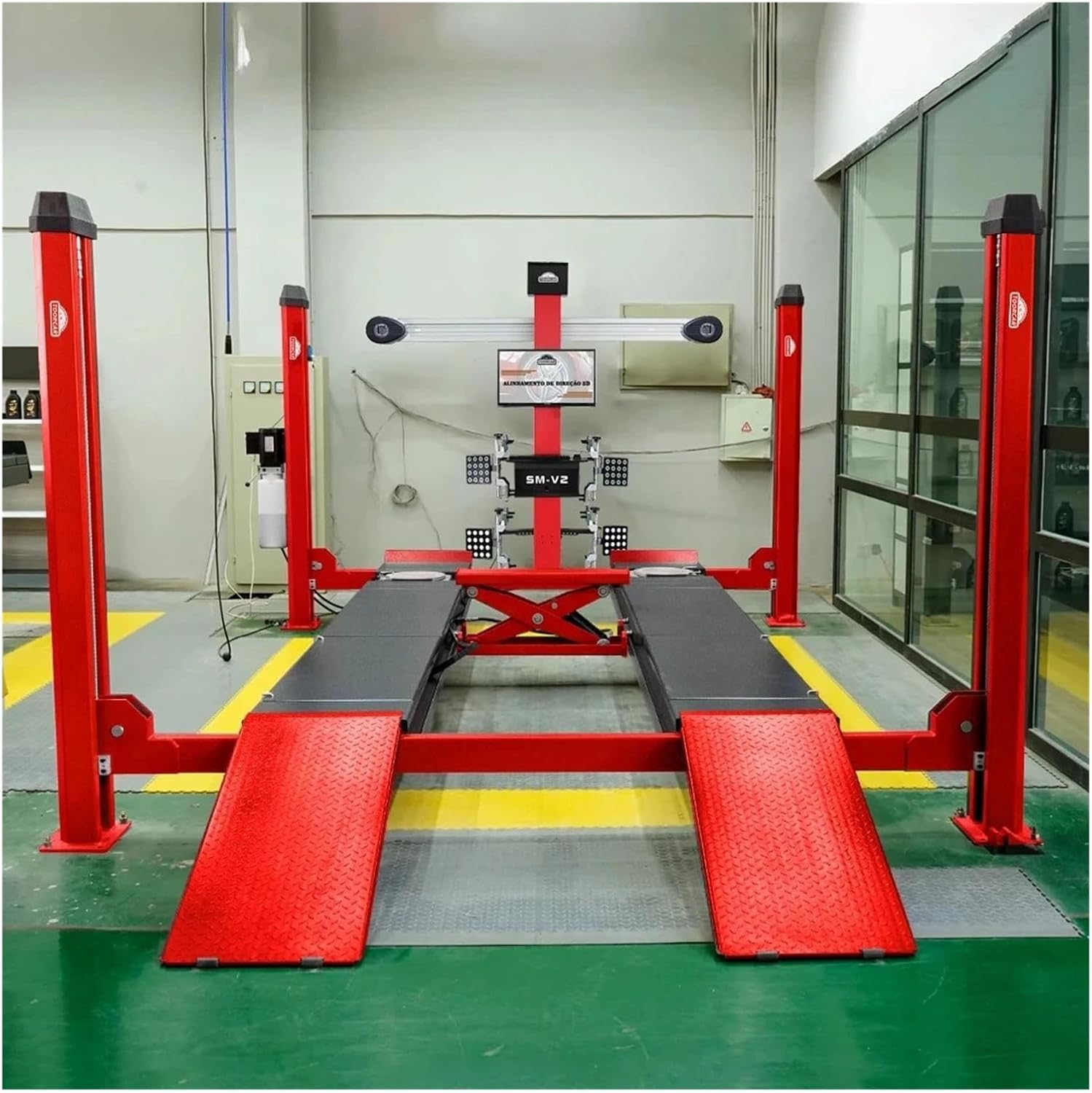 4 Post Car Lifts, Lift Combo, Hydraulic, 4T, Columns, Lifter with Secondary Jack 4000KG 8800lbs