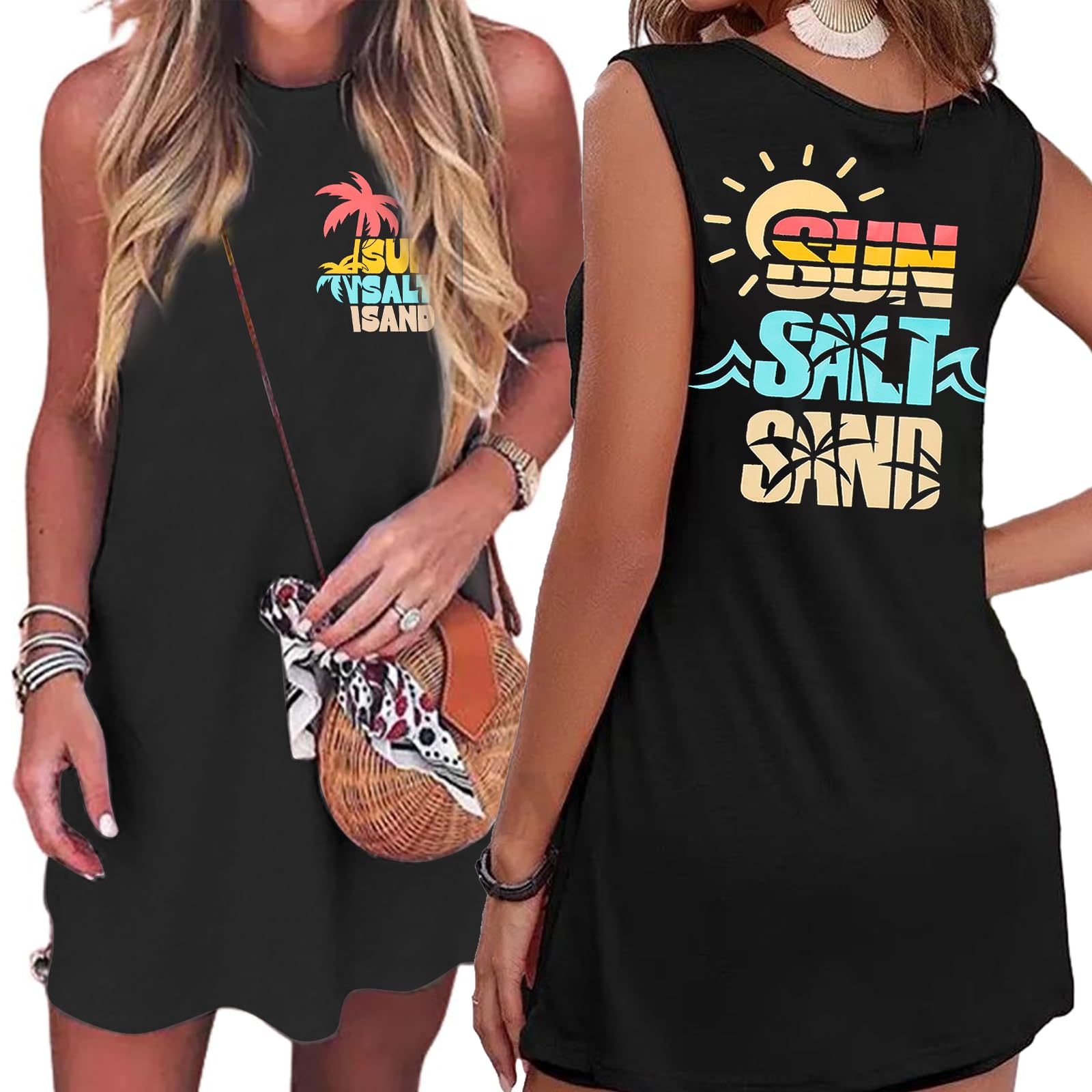 MYHALFSummer Sundress for Women Graphic Mini Tank Dress Sleeveless Beach Dresses Short Casual Sun Dresses