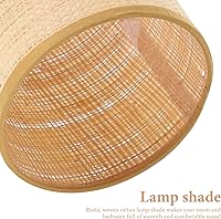 Vista 8 de Pantalla tejida de ratán para mesa y lámparas de pie E27/E14, diseño rústico de tambor marrón claro, pantalla decorativa para dormitorio, sala