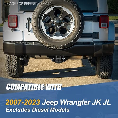 Miniatura 7 de Auto Dynasty Modelos no diésel Receptor de enganche de remolque trasero de 2 pulgadas clase 3 y pin compatible con Jeep Wrangler JK JL 2007-2023,