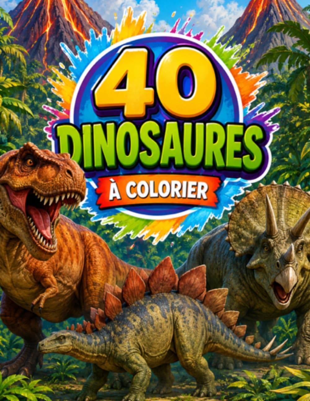 BIENVENUE DANS LE MONDE DES DINOSAURES!: Livre d'images à colorier