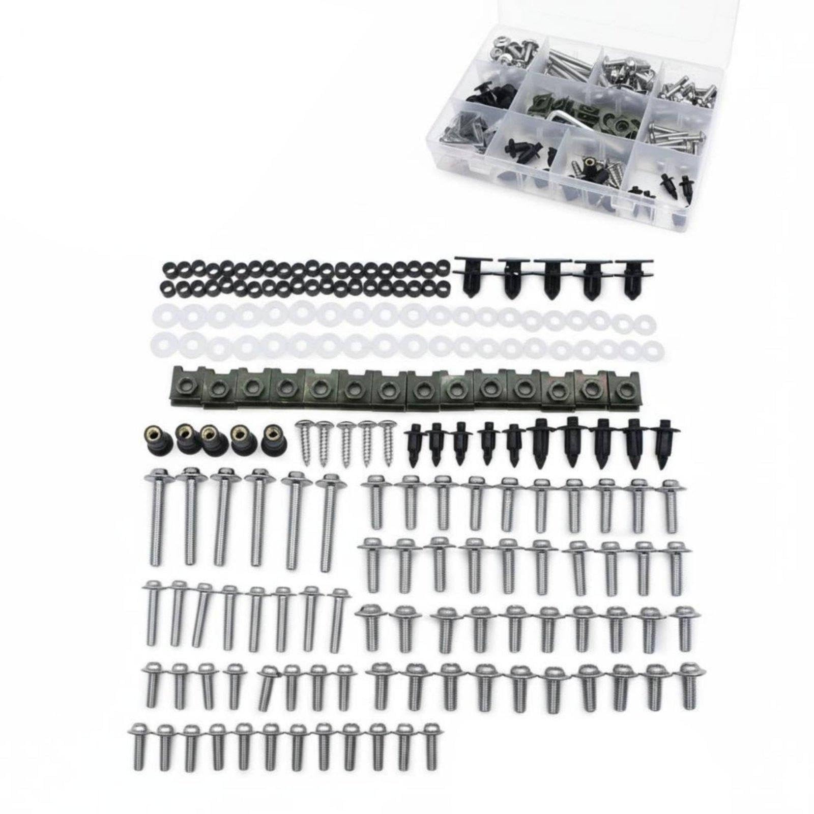 195 Pieces Colored Motorcycle Bolt Kit 304 Stainless Steel Motorcycle Fairing Bolt Kit Sportbike Bodywork Screw Set for Competition Rides Silver-image-12