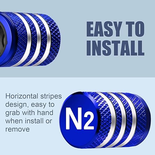 Vista 39 de Cubierta de tapón de válvula para neumático Paquete de 5 tapas de aire de metal, forro de plástico, resiste la corrosión, contra fugas, de rock and