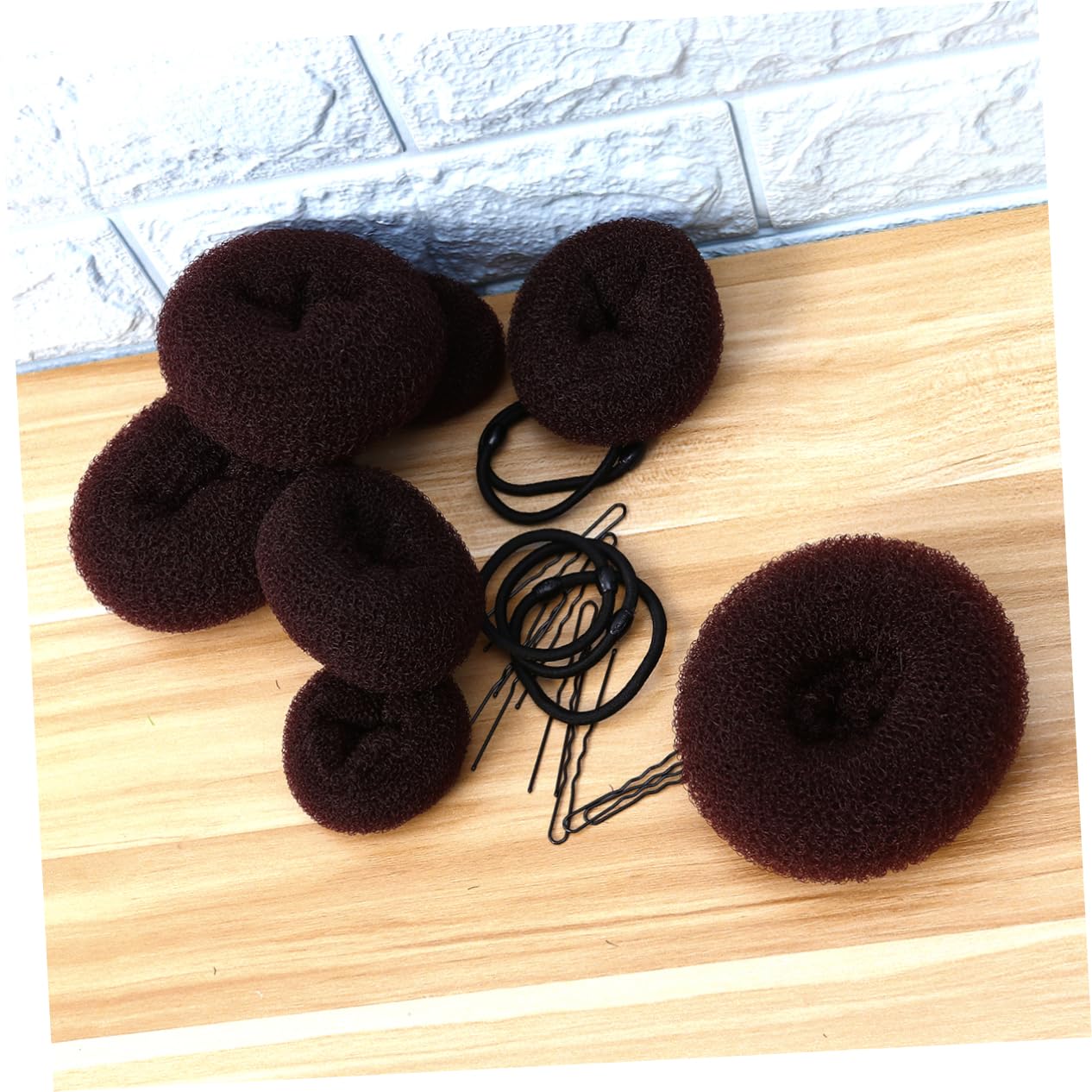 minkissy 3pcs Donut Hair Bun Rings Donuts Hair Ties U-shaped Hairpins Bun Maker for Girls Women Bridals
