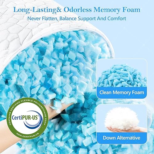 Miniatura 32 de SUPA MODERN Almohadas de cama refrescantes para dormir, 1 paquete de almohadas de espuma viscoelástica trituradas, almohada fresca ajustable